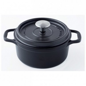 Slow cooker round with lid cast iron black Ø 180 mm