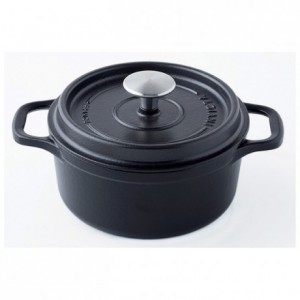 Slow cooker round with lid cast iron black Ø 200 mm