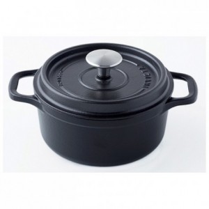 Slow cooker round with lid cast iron black Ø 240 mm