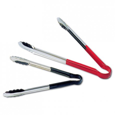 All-purpose tongs with non-slid PVC handle green L 240 mm