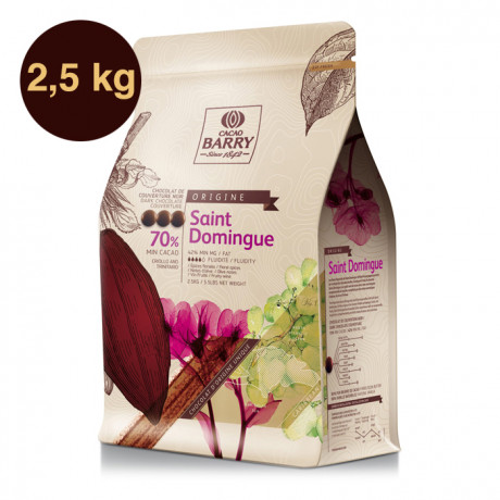 Saint Domingue 70% Origine chocolat noir de couverture pistoles 2,5 kg