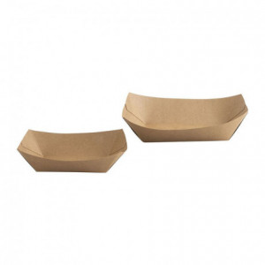 Rectangular brown kraft cardboard tray 210 x 165 x 40 mm 80 cL (500 pcs)