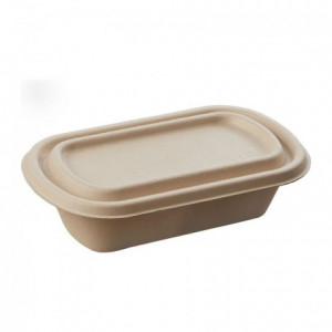 Rectangular ecru fiber tray 1 compartment 230 x 135 x 53 mm 80 cL (500 pcs)