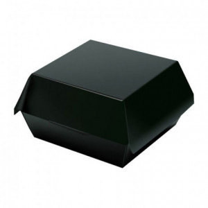 Black burger box with hinged lid 115 x 115 mm H 60 mm (50 pcs)