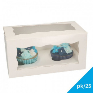 Boîte à cupcakes FunCakes pour 2 cupcakes blanc 25 pièces