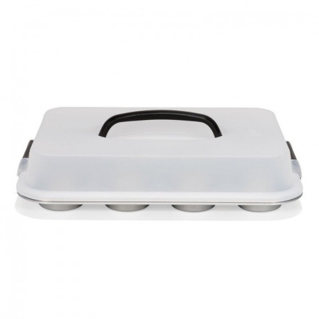 Patisse Silver-Top Muffin Pan 12 Cavity with Carrying Lid