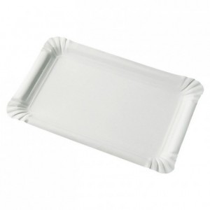 Assiette cartonnée rectangulaire blanche 130 x 200 mm (lot de 1500)