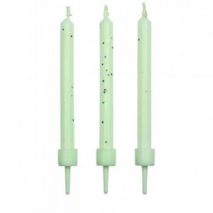 PME Candles White Glitter with Holders Pk/10