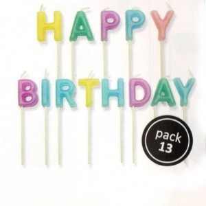 Bougies PME Happy Birthday pastel (lot de 13)