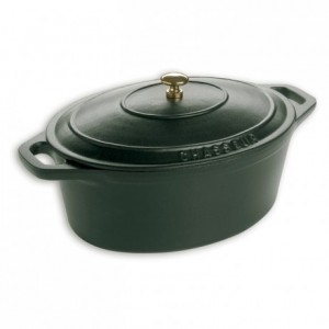 Oval casserole dish with lid cast iron black Le Chasseur L 310 mm