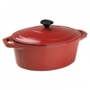 Oval casserole dish with lid cast iron red Le Chasseur L 270 mm