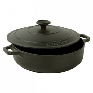 Shallow round casserole dish with lid cast iron black Le Chasseur Ø 200 mm