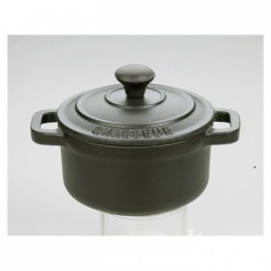 Round casserole dish with lid cast iron black Le Chasseur Ø 180 mm