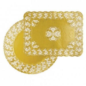 Gold rectangular doily Harmony 300 x 400 mm (100 pcs)