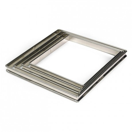 Square tart ring stainless steel H27 240x240 mm