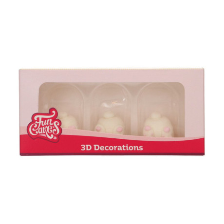 FunCakes Sugar Decorations 3D Bunny Tails 3 pieces