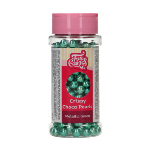 Perles craquantes de chocolat FunCakes Metallic Green 60 g