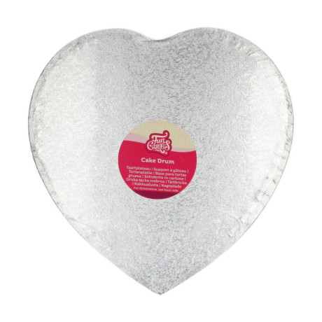 FunCakes Thick Cake Board Silver Heart 33 cm