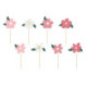 Toppers PartyDeco fleurs roses (lot de 8)