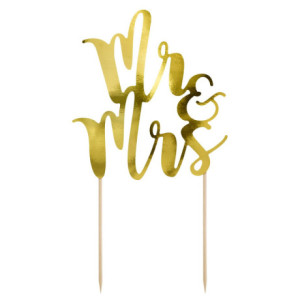 PartyDeco Mr & Mrs Gold Topper