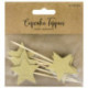 PartyDeco Cupcake Toppers Gold Stars (Pack of 6)