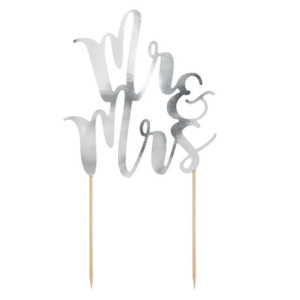 PartyDeco Mr & Mrs Silver Topper