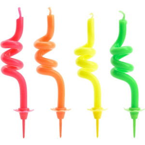 PartyDeco Twisted Candles Mixed 8 cm (Pack of 4)