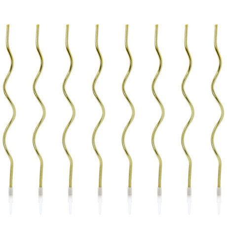 PartyDeco Twisted Candles Gold (Pack of 8)