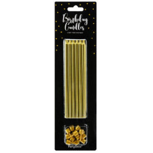 PartyDeco Gold Candles 12.5 cm (Pack of 12)