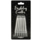 PartyDeco Silver Candles 6 cm (Pack of 6)