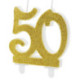 PartyDeco Glitter Number 50 Gold Candle