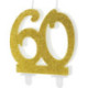 PartyDeco Glitter Number 60 Gold Candle