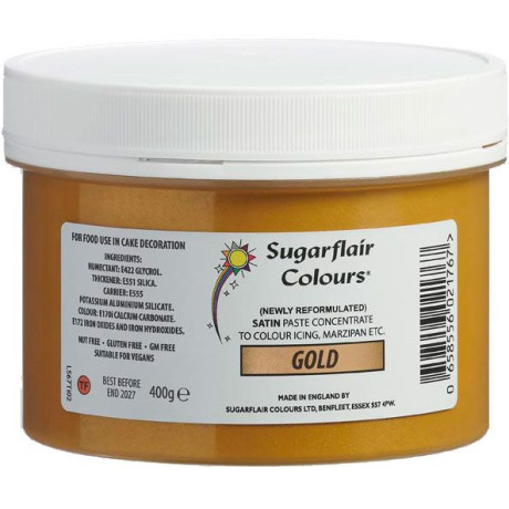 Sugarflair Satin Paste Food Colour Gold 400 g