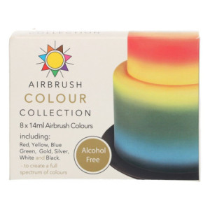 Kit colorant aérographe sans alcool Sugarflair 8 x 14 ml