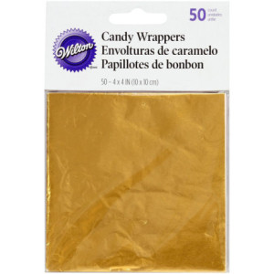 Papillotes de bonbons Wilton dorés 10 x 10 cm (lot de 50)