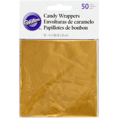 Papillotes de bonbons Wilton dorés 10 x 10 cm (lot de 50)