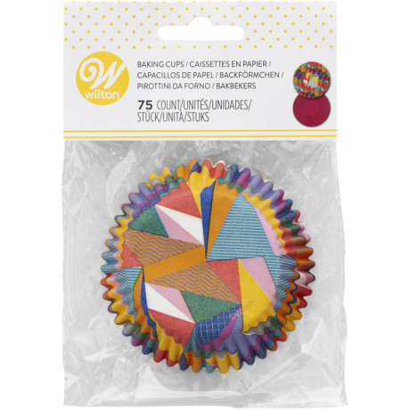 Wilton Multicolored Triangles Cupcake Baking Cups 75 Pieces