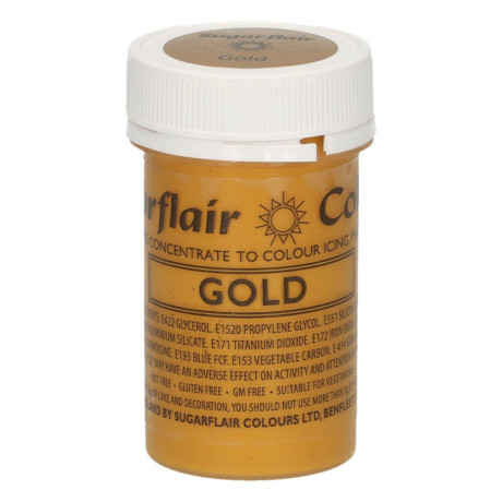 Sugarflair Satin Paste Food Colour Gold 25 g