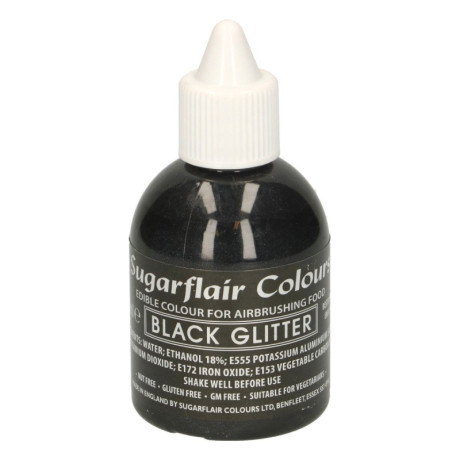 Colorant aérographe Sugarflair Noir Pailleté 60 ml