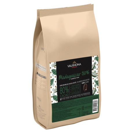 Chocolat noir Confection Madagascar 80% fèves 3 kg