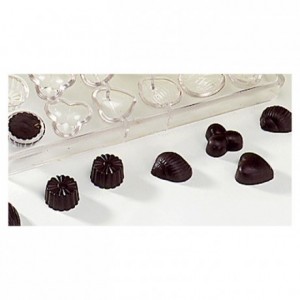 Moule 24 empreintes assorties en polycarbonate pour chocolat