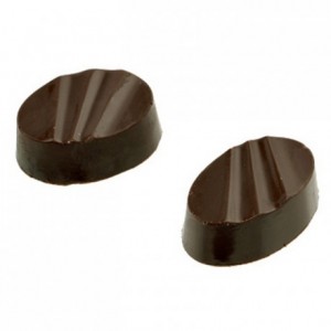 Moule 28 bonbons ovales striés en polycarbonate pour chocolat