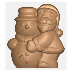 Moule 2 Père Noël et bonhomme de neige en polycarbonate pour chocolat 275 x 175 mm