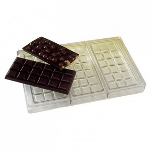 Moule 3 tablettes 100 g en polycarbonate pour chocolat