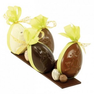 Chocolate mould polycarbonate 6 rabbit decorated half-eggs