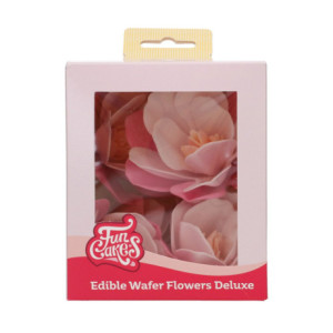 Fleurs comestibles en azyme FunCakes grande magnolia rose 6 cm 6 pièces
