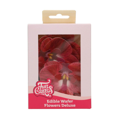 Edible Wafer Flowers FunCakes medium red orchid 8.5 cm 10 pieces