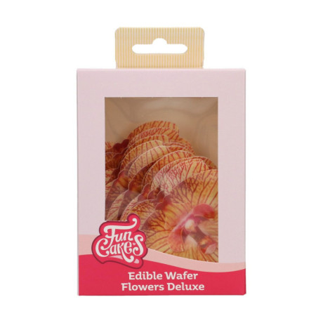 Fleurs comestibles en azyme FunCakes moyenne orchidée marron doré 8,5 cm 10 pièces