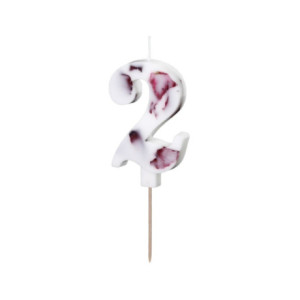 Candle PartyDeco number 2 floral white