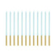 Bougies PartyDeco bleu et or 14 cm (lot de 12)